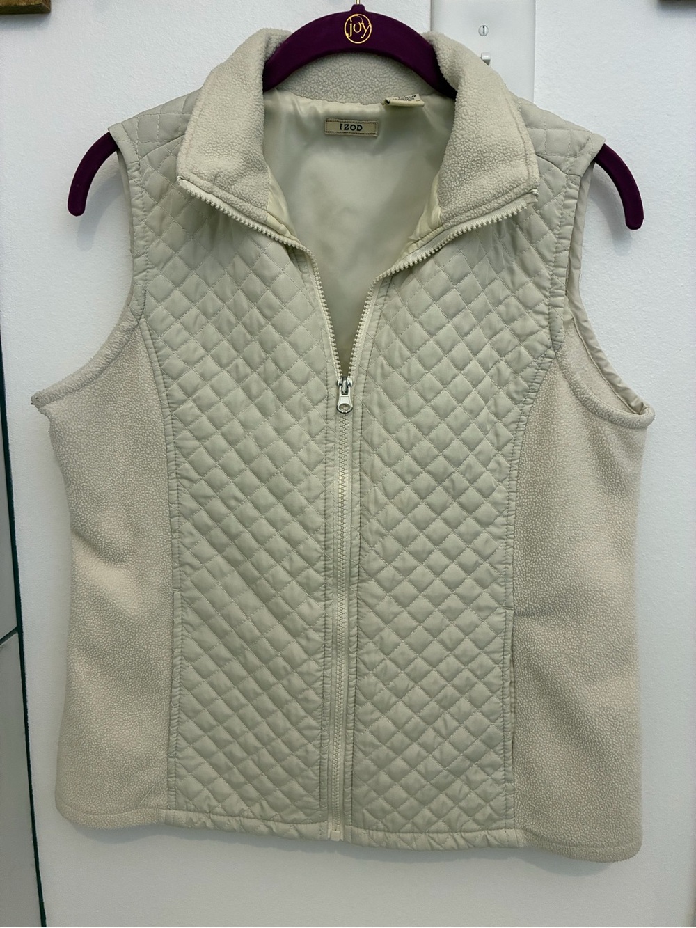 Izod Cream Quilted Fleece Vest